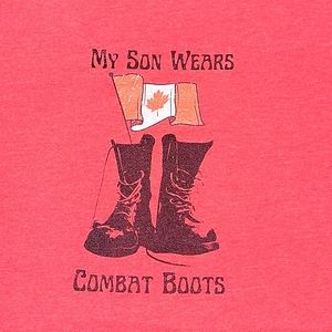 My Son Wears Combat Boots, Heathered Red, Unisex T-shirt